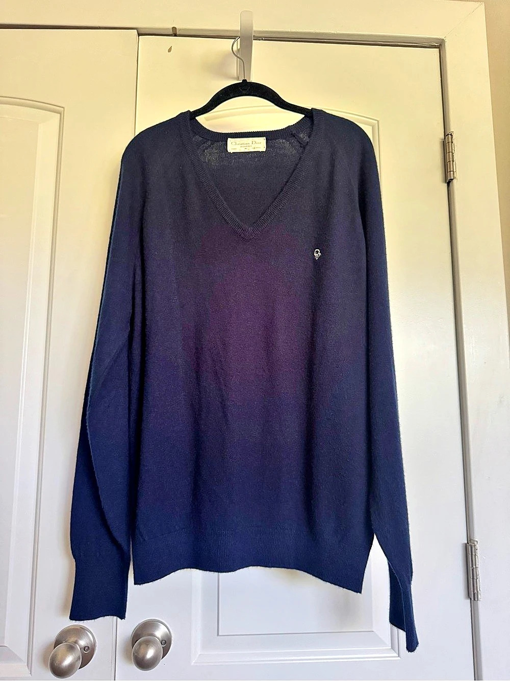 Vintage Christian Dior Monsieur V-Neck Sweater Blue size XL